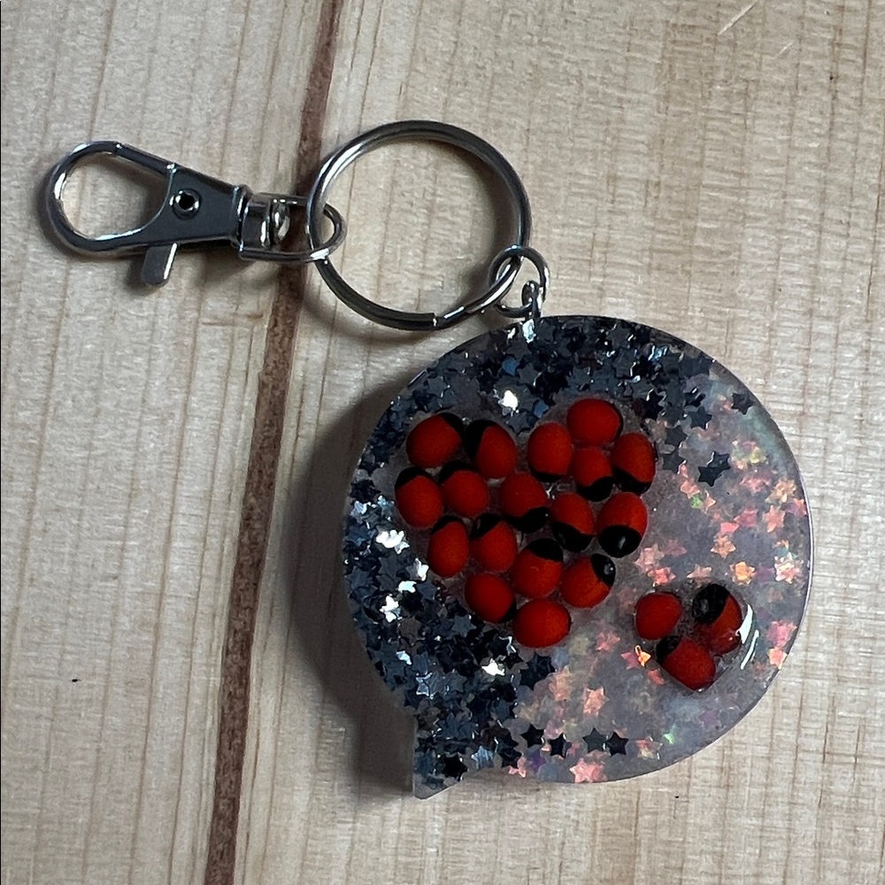 Heart Keychain with Red and Black Accents